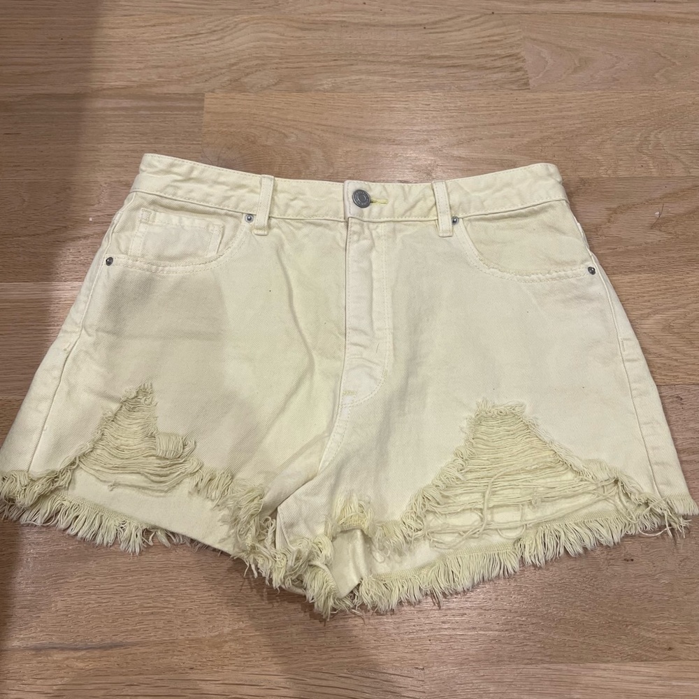 pacsun yellow jean shorts